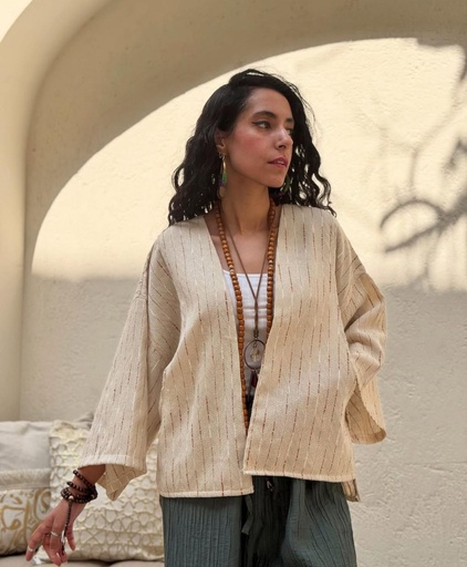 [L37-louqi] Linen Knitted Kimono