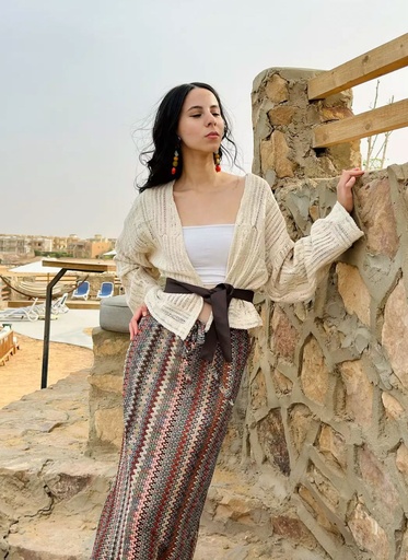 [L21-louqi] Crochet Cardigan In Beige